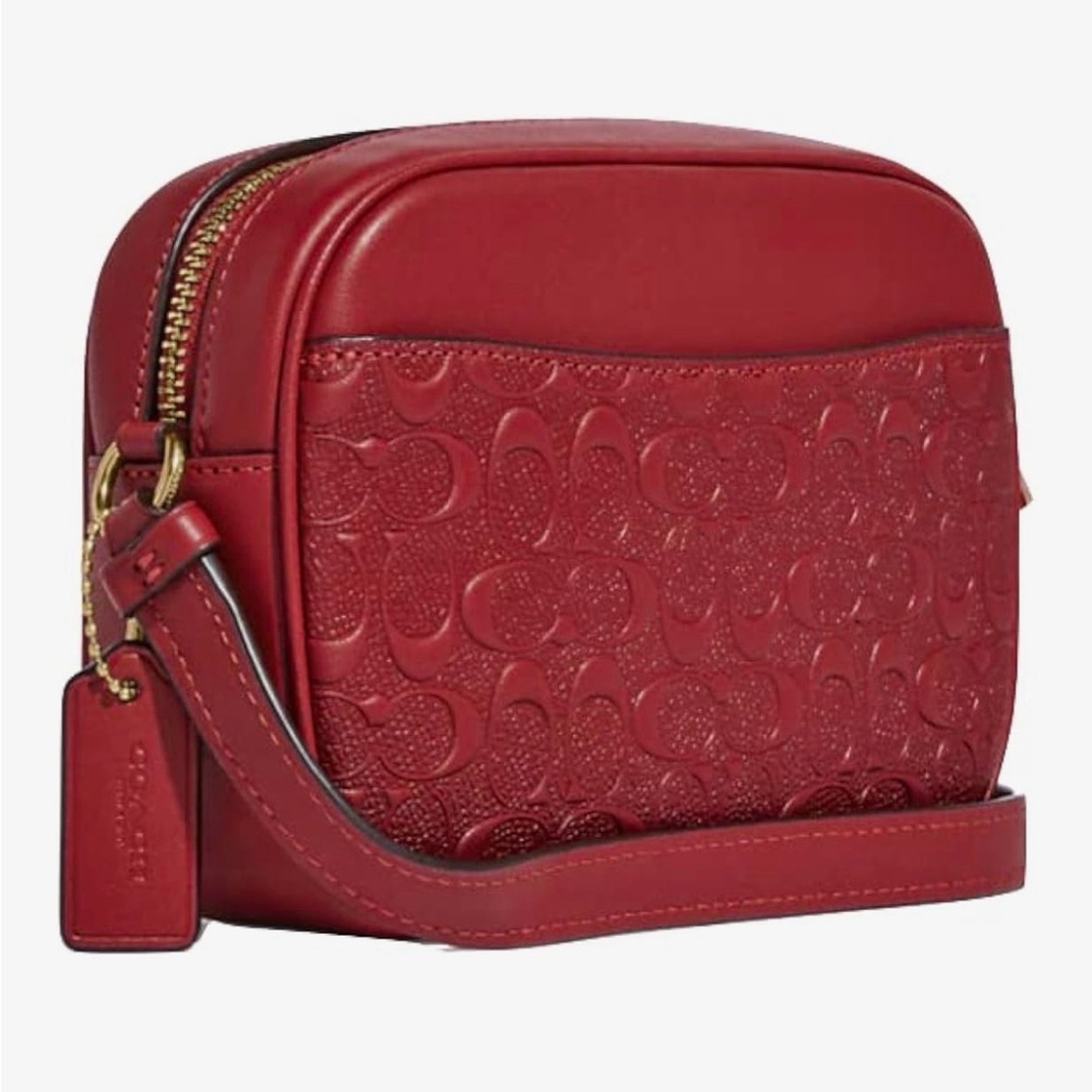 Coach MINI CAMERA BAG IN SIGNATURE LEATHER - Cherry NWT - Picture 4 of 16